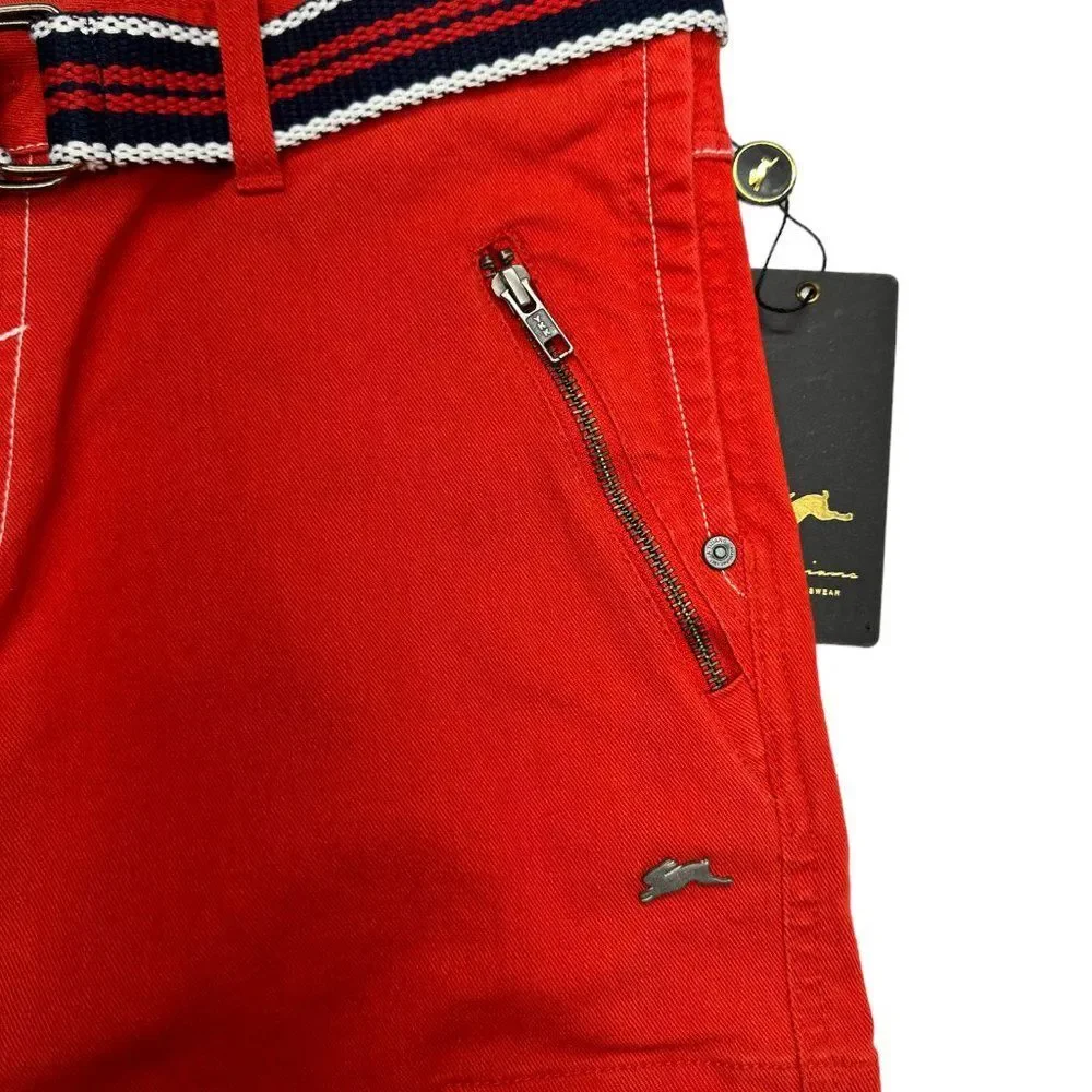 A. Tiziano Carlos Red Twill Cargo Shorts (34)
